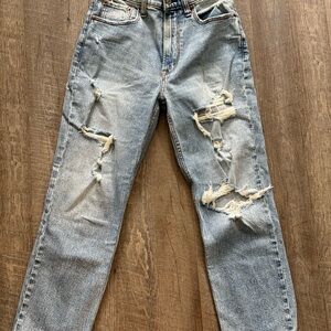Abercrombie & Fitch Light Blue High-Rise Straight Jeans
